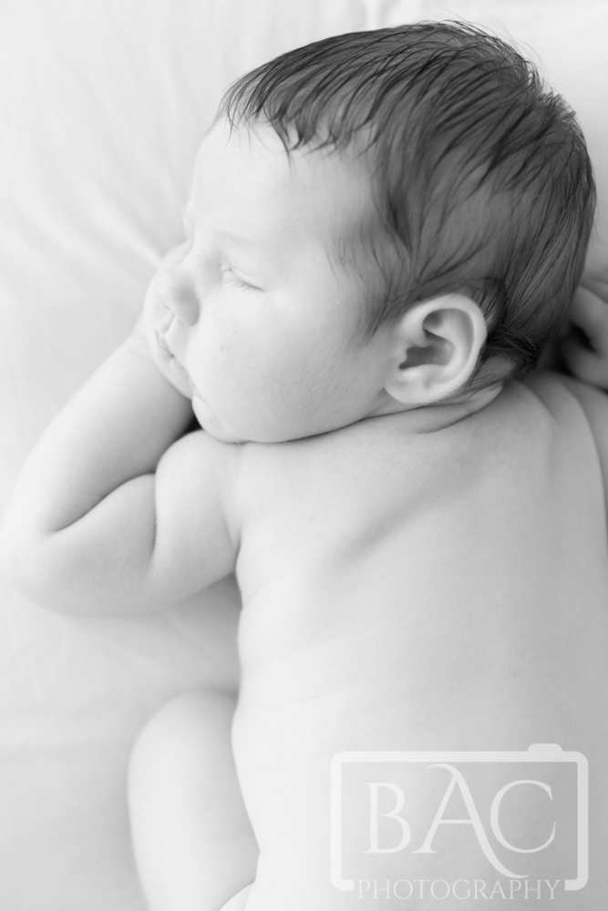 Black and white newborn portrait