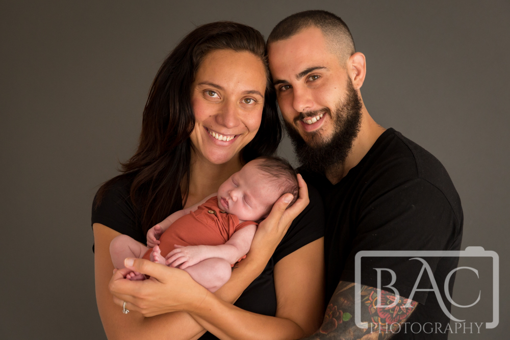 newborn family portrait with 2 week old girl
