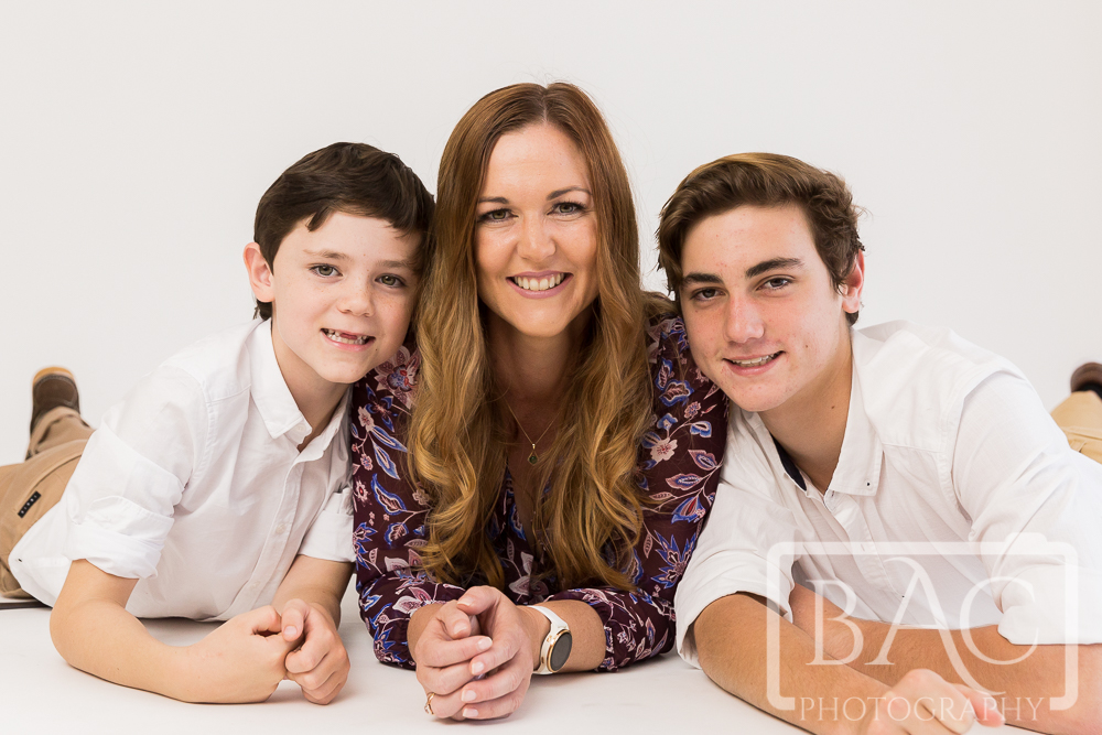 Mother and sons in studio