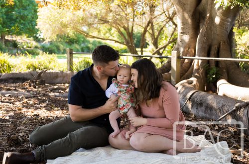 picnic family outdoor portrait with 3 month old