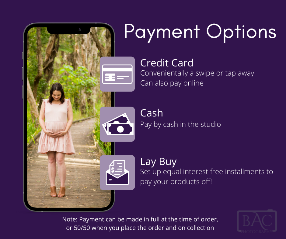 bac photography payments options