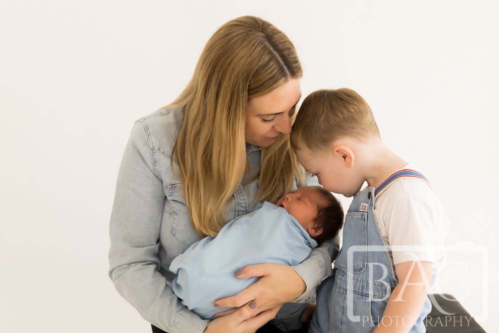 mum and her two boys studio newborn session