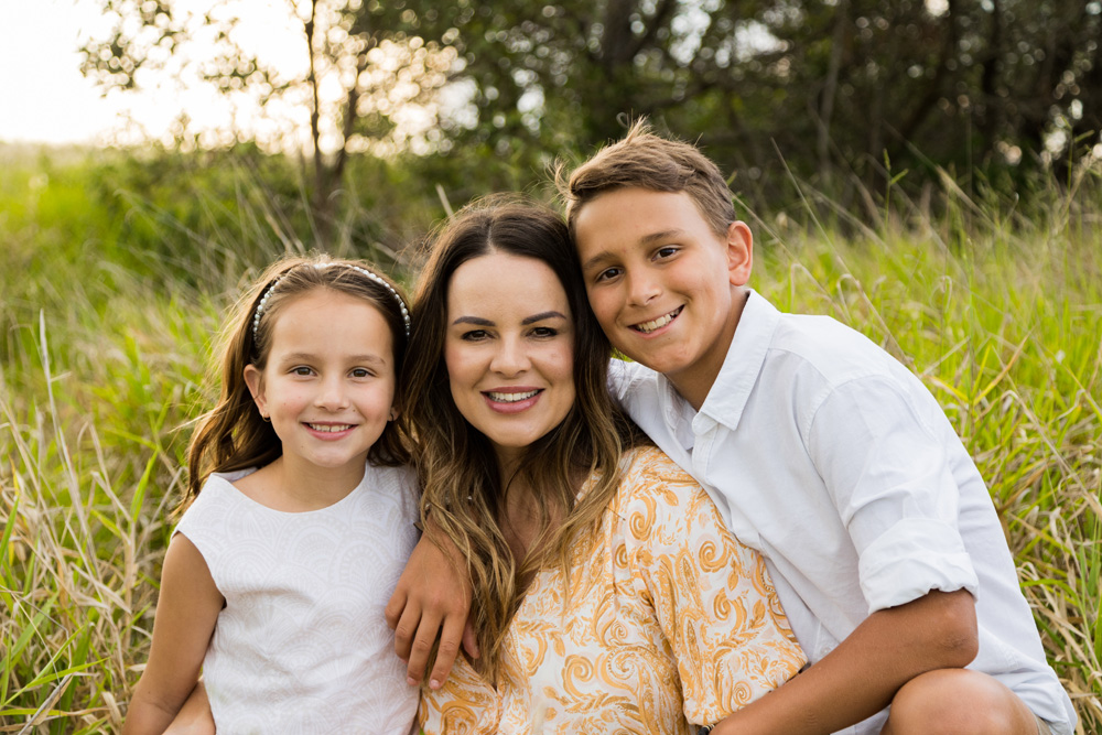 field of dreams mum and two kids outdoor portrait session