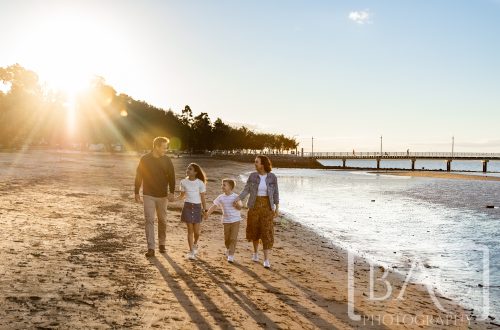 Beach sunset family portrait