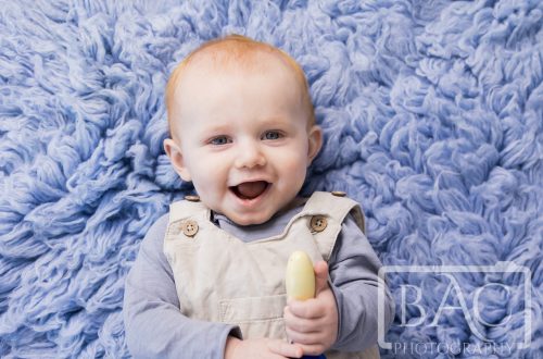 Blue rug baby portrait