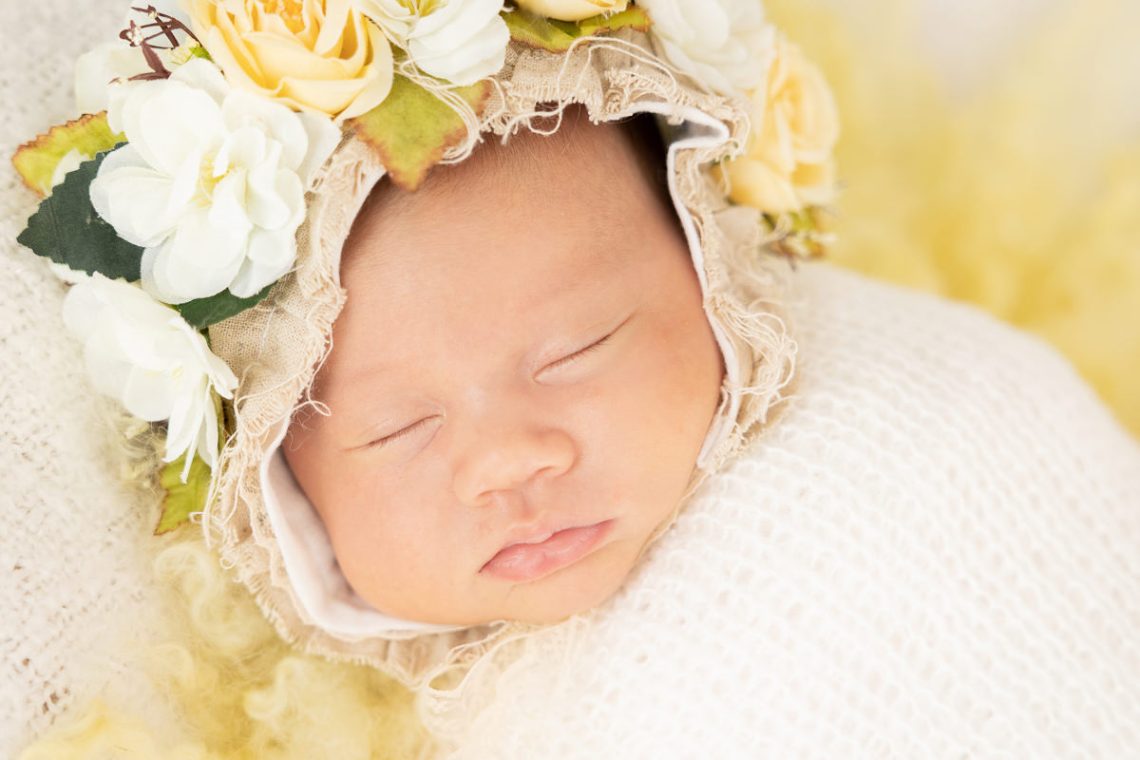 Yellow flower crown newborn