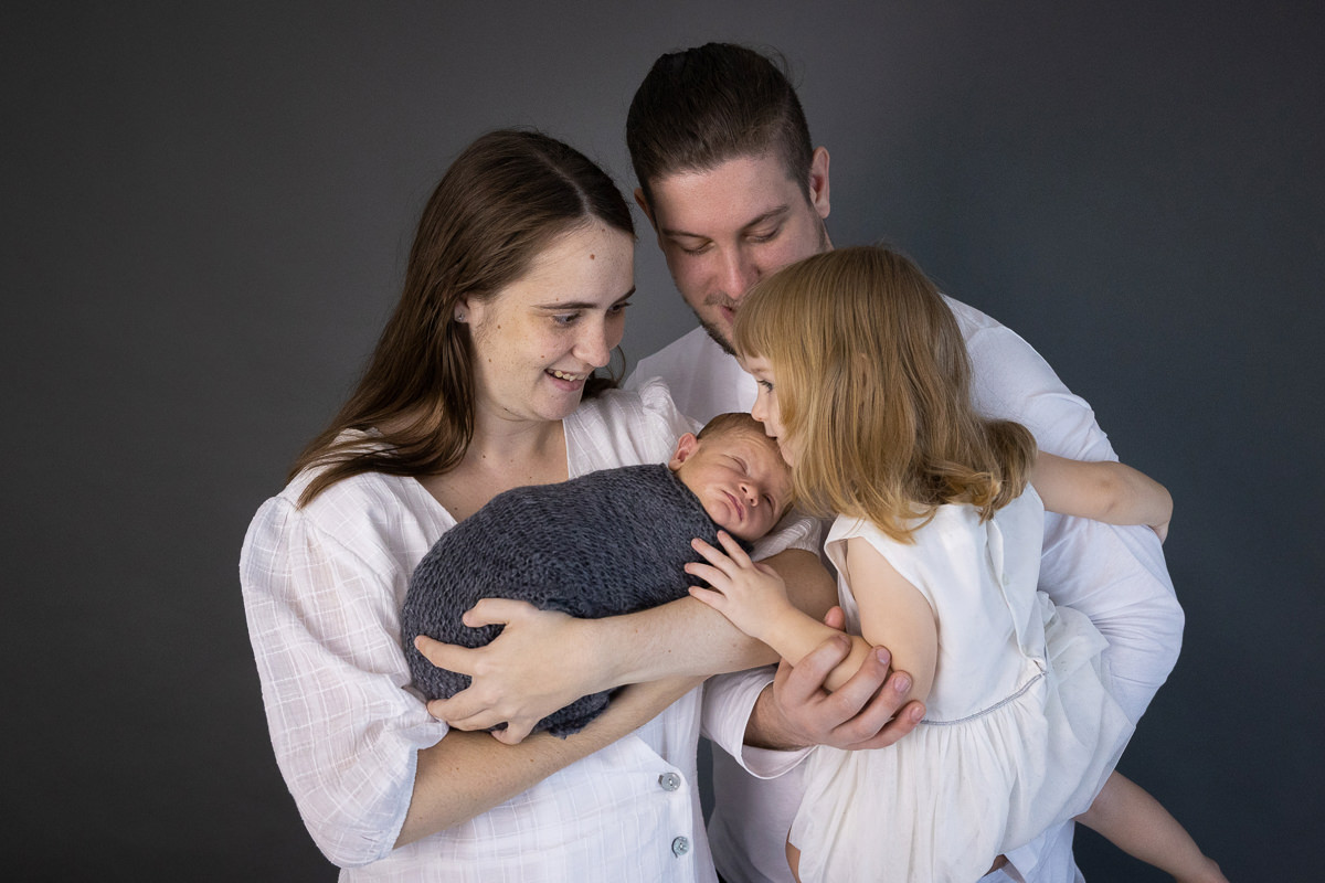 Family with Newborn grey